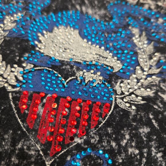 Y2K Affliction Womens M Bling Rhinestone Motor Sport American Customs t-shirt - Picture 2 of 9